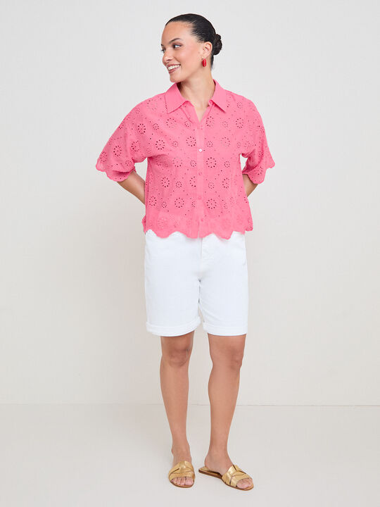 CAMISA BORDADA Rosa Chicle image number null
