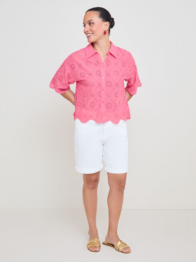 CAMISA BORDADA Rosa Chicle