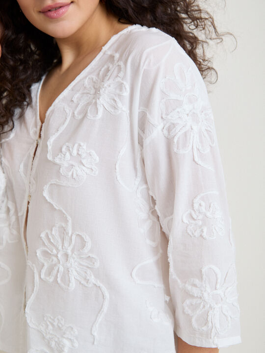 BLUSA FLORES BORDADAS Blanco Optico image number null