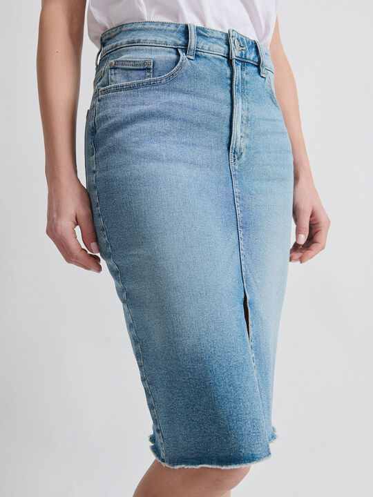 FALDA VAQUERA MIDI Mid blue image number null