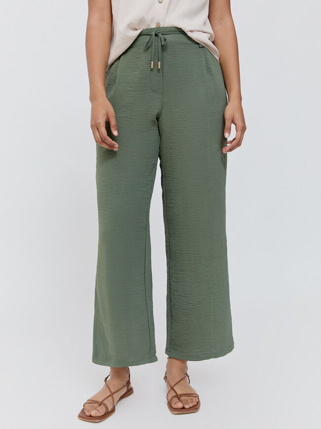 PANTALON ANCHO FLUIDO Verde oscuro