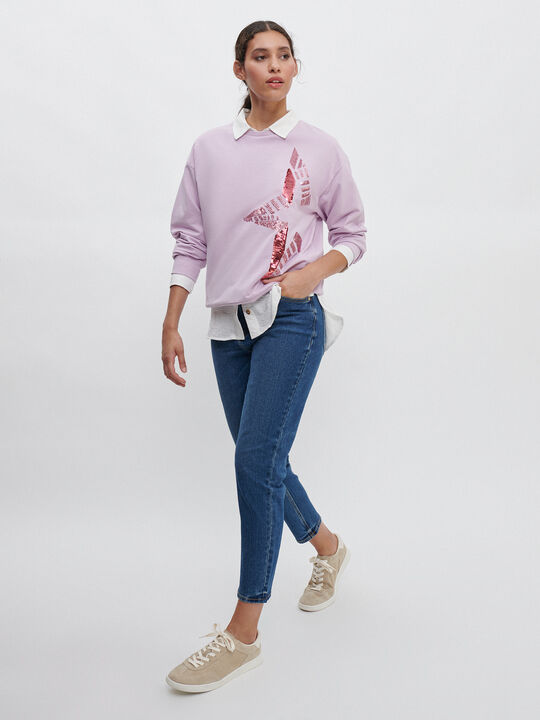 SUDADERA ESTRELLA LENTEJUELAS Violeta vintage image number null