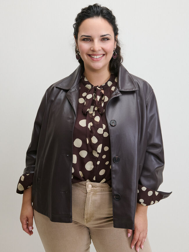 CHAQUETA POLIPIEL BOLSILLOS Marron Oscuro