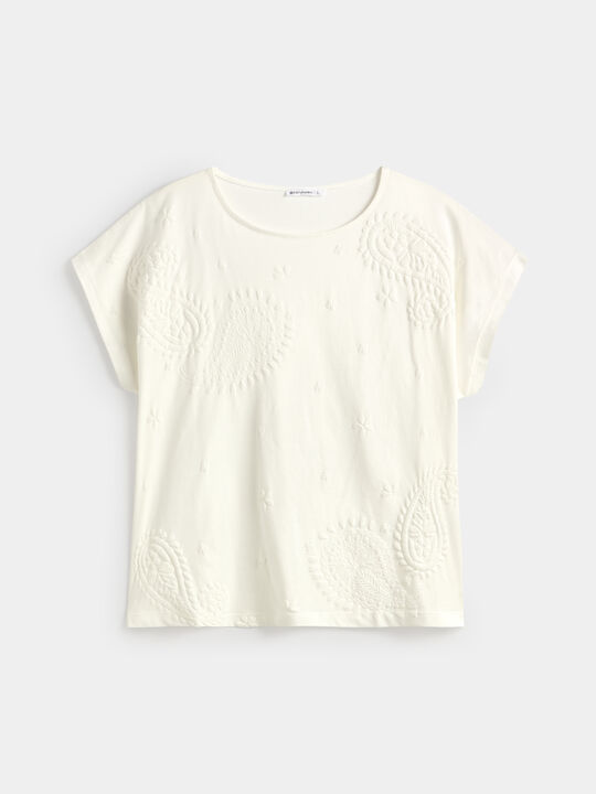 CAMISETA PAISLEY RELIEVE Blanco Hueso image number null
