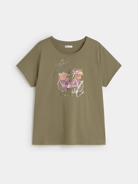 CAMISETA BICICLETA FLORES Kaki image number null