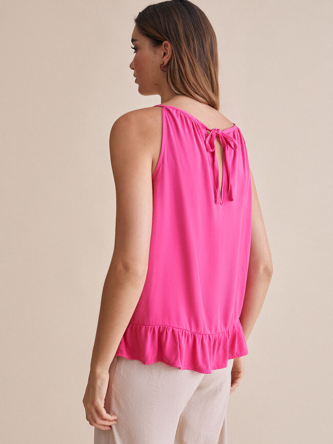 Top volante bajo Fucsia Claro
