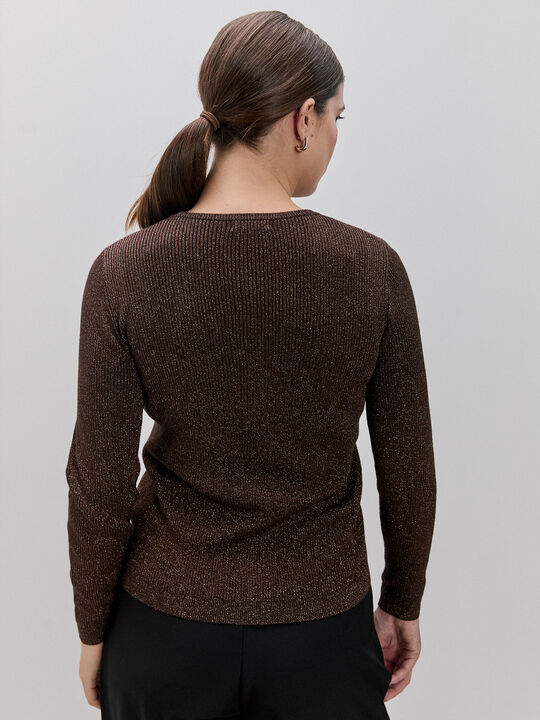 CARDIGAN CANALE BRILLO Marron chocolat image number null