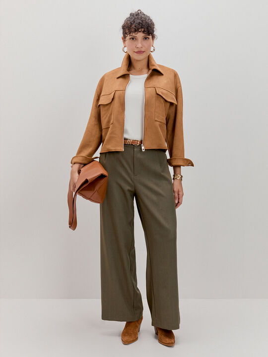 PANTALON VESTIR PINZAS Kaki image number null