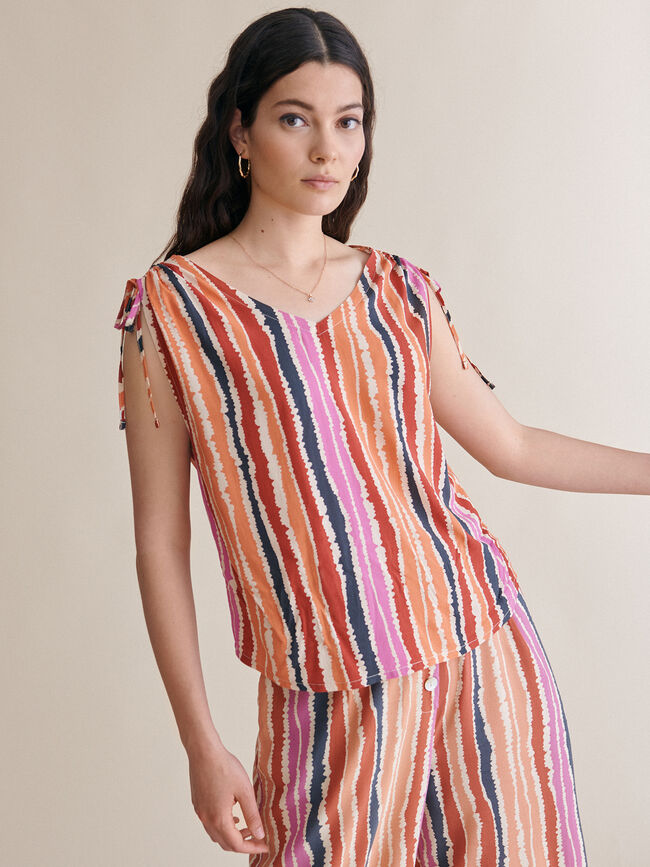 TOP FLUIDO ESTAMPADO Naranja quemado