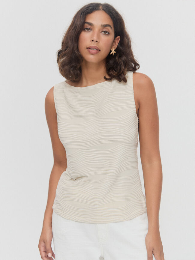 TOP CUELLO BARCA Piedra