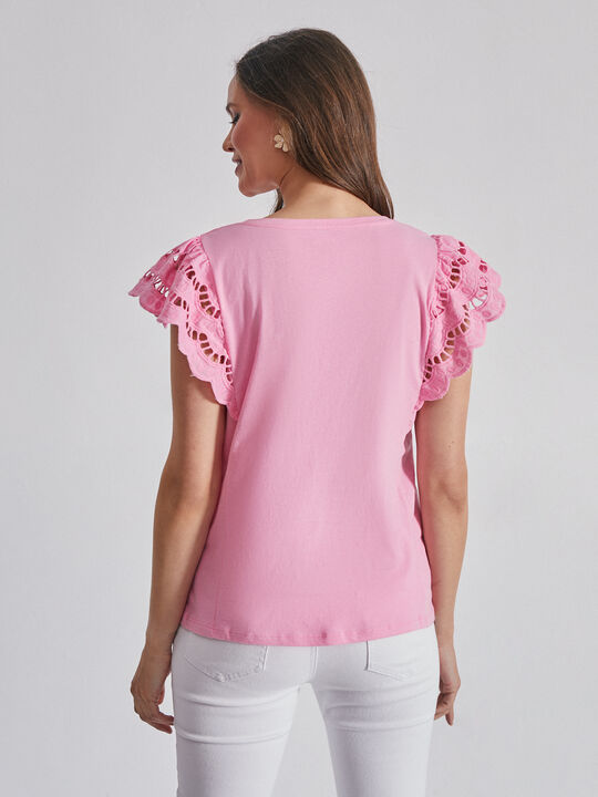 Camiseta manga bordada Rosa Confetti image number null