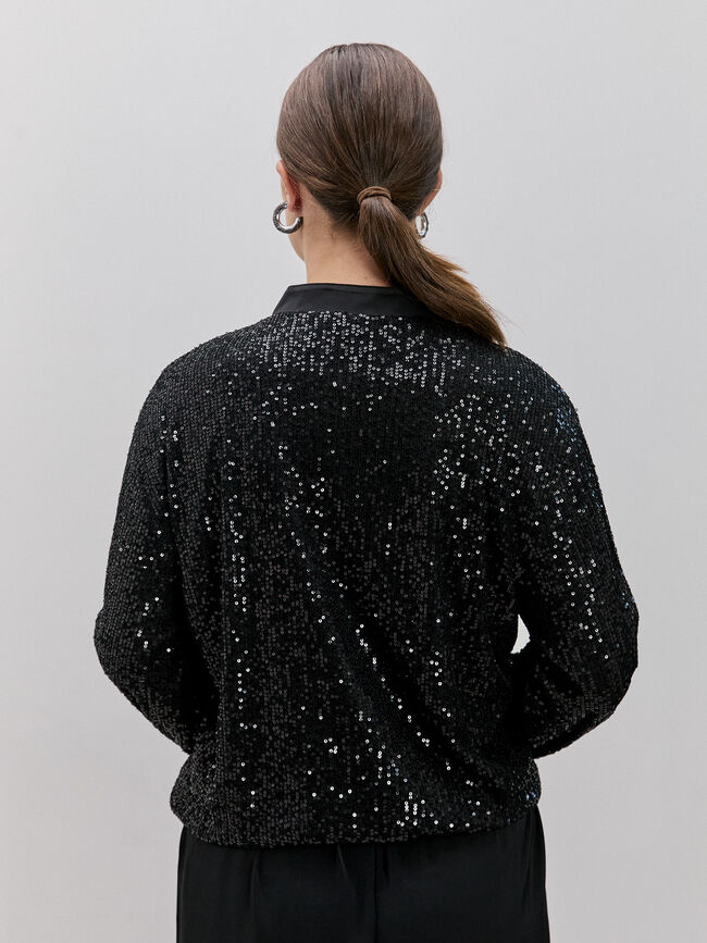 BOMBER DE LENTEJUELAS Negro