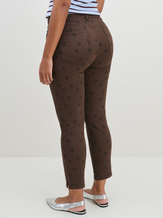 PANTALON CROP TOPOS Marron chocolat image number null