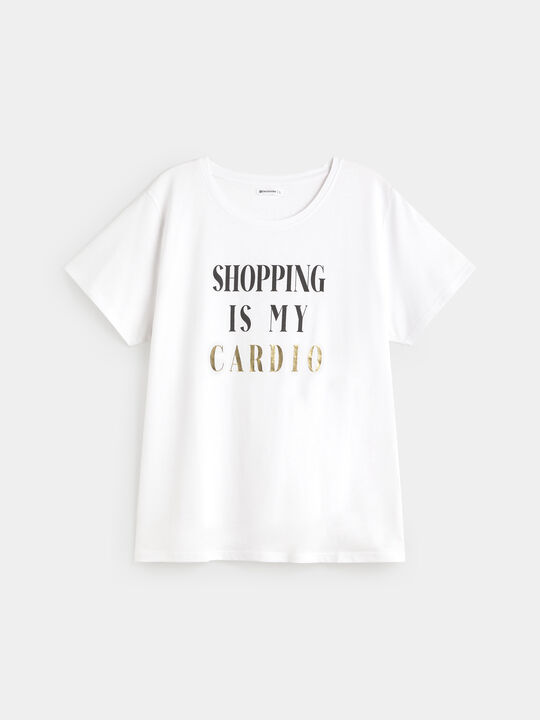 CAMISETA LETTERING BRILLO Blanco Optico image number null