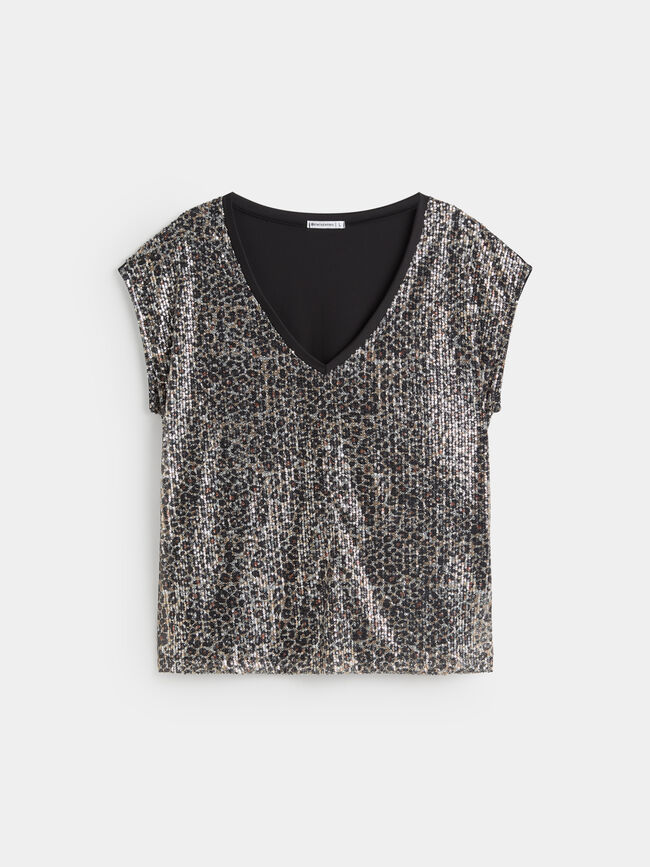 CAMISETA BIMATERIA FIESTA Negro