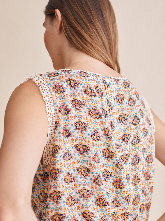 Blusa detalle crochet Estampado 1