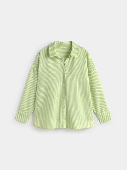 CAMISA RAYAS OVERSIZE Verde image number null