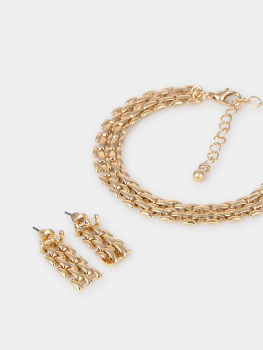 PACK PENDIENTE Y PULSERA BAÑO ORO Oro image number null