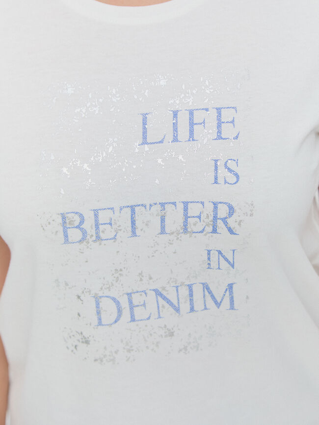 CAMISETA LETRAS DENIM Blanco Optico