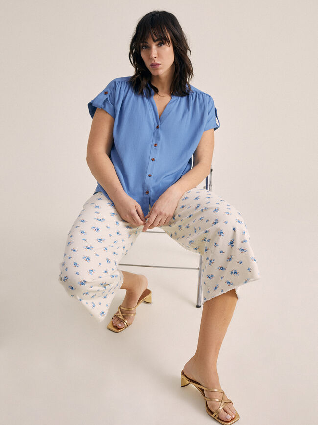 Blusa abotonada lino Azulon