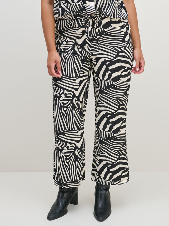 PANTAL&Oacute;N ANCHO ESTAMPADO Negro image number null