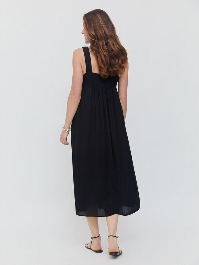 VESTIDO LARGO PECHERA Negro