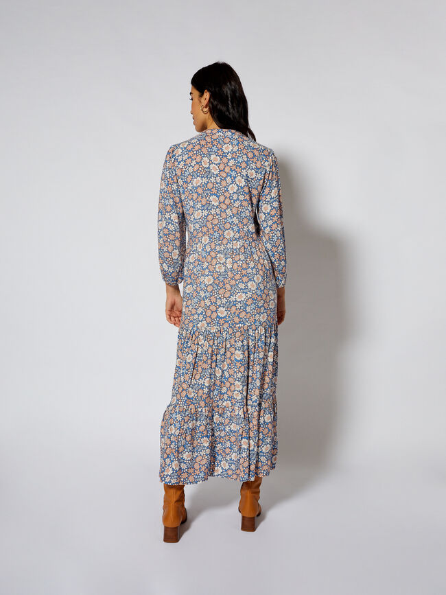 Vestido largo estampado Azul Ceruleo