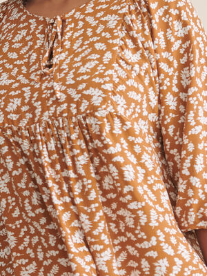 Blusa estampada mangas abullonadas Naranja quemado image number null