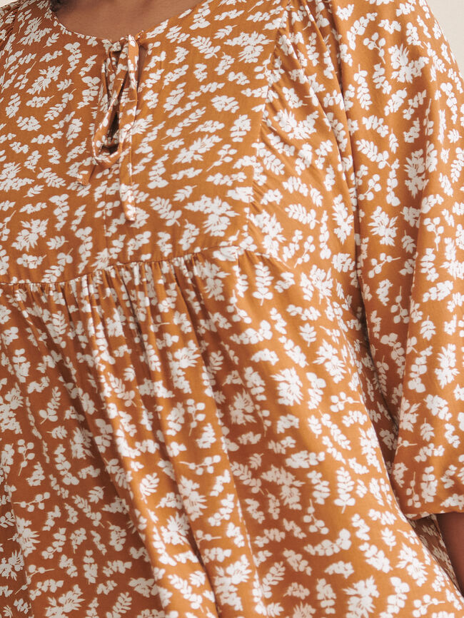 Blusa estampada mangas abullonadas Naranja quemado