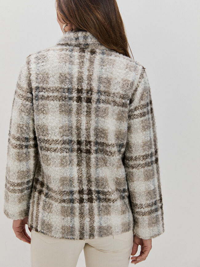 ABRIGO CUADROS RIZO Crudo