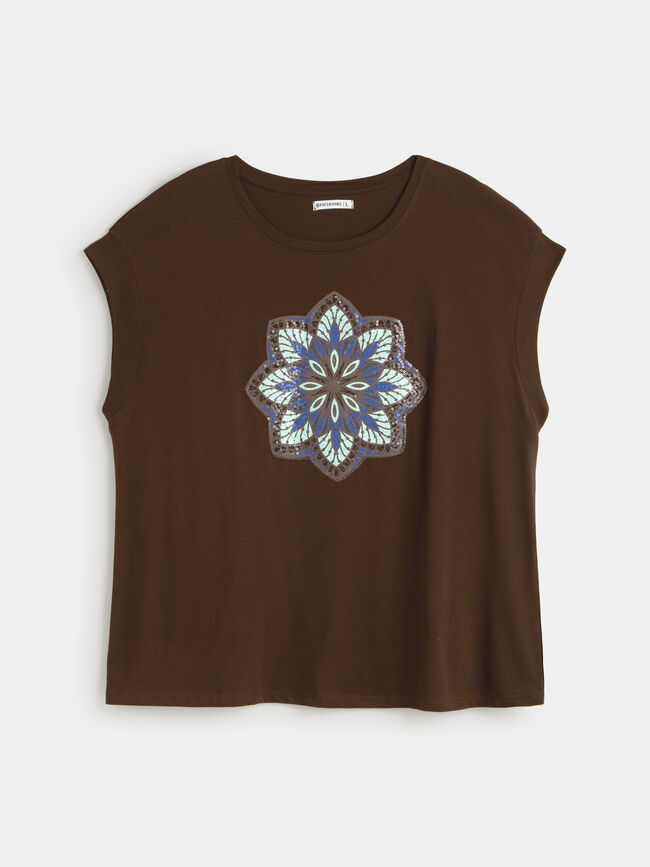 CAMISETA POSICIONAL MANDALA Marron Medio