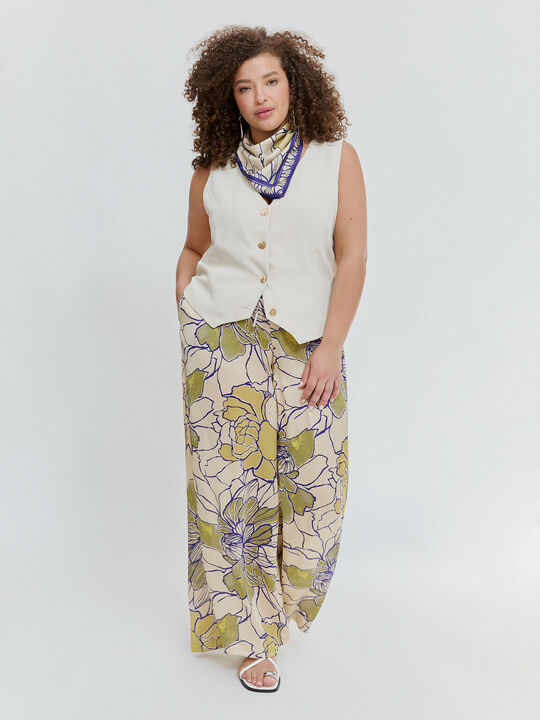 PANTALON FLUIDO LARGO Blanco Optico image number null