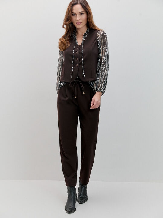 CHALECO DETALLE BOTON Marron chocolat image number null