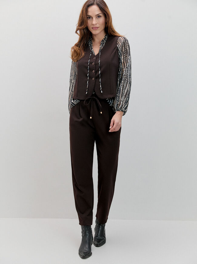 CHALECO DETALLE BOTON Marron chocolat