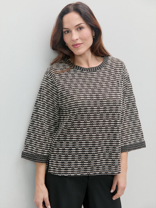 CAMISETA M/3/4 CUT&SEW VUELTA TEJIDO Negro image number null