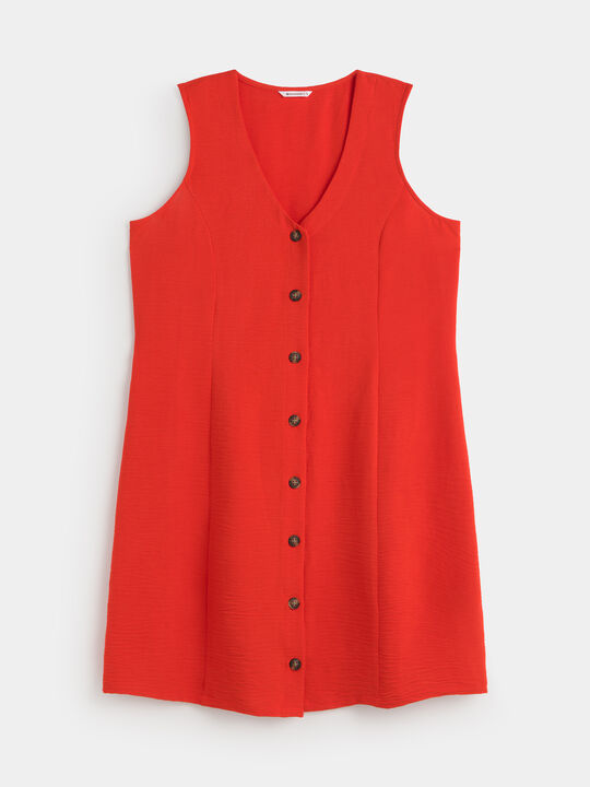 VESTIDO CORTO BOTONES Rojo Flama image number null