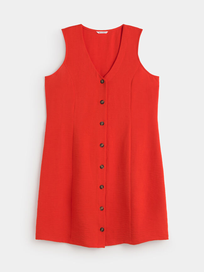 VESTIDO CORTO BOTONES Rojo Flama