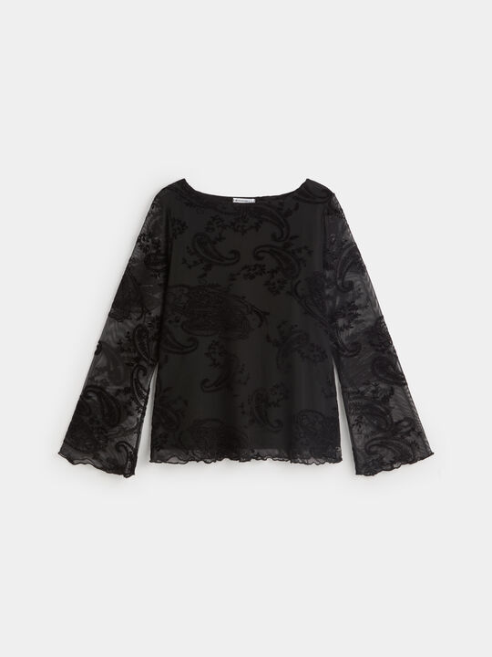 CAMISETA DETALLE FLOCADO Negro image number null