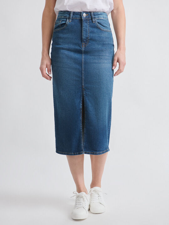 FALDA VAQUERA MIDI Dark blue image number null