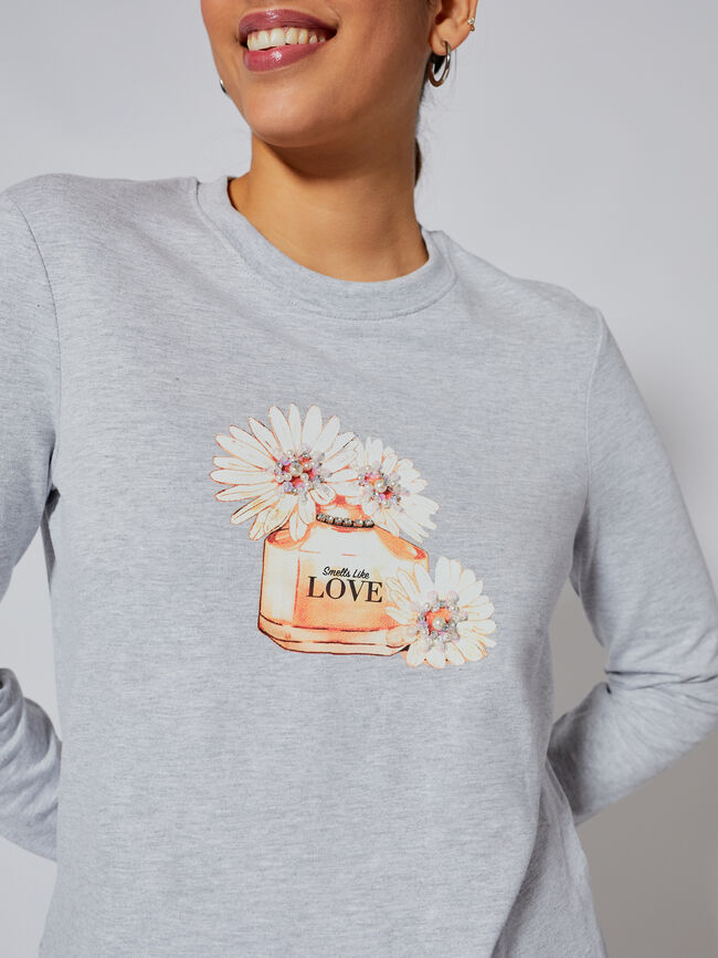 Sudadera detalle joyas gris vigore med