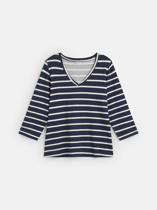 CAMISETA CUELLO PICO Rayas 2 image number null