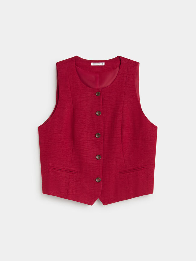 CHALECO DETALLE VIVO Rojo Cereza