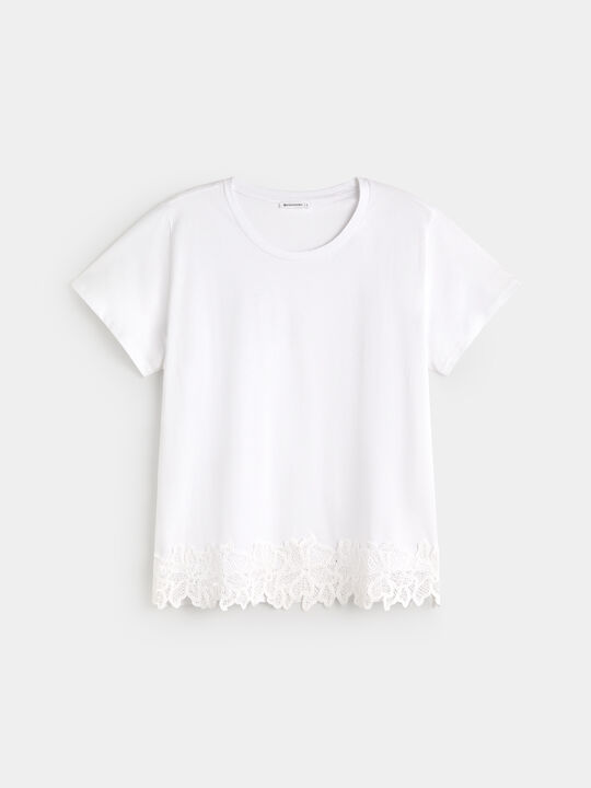 CAMISETA CROCHET BAJO Blanco Optico image number null