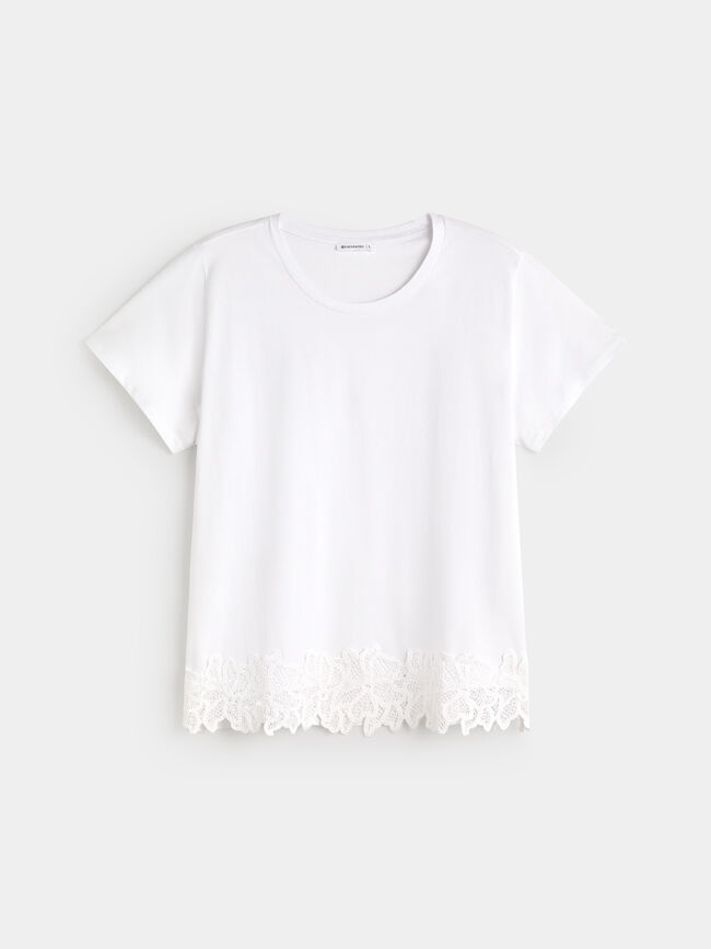 CAMISETA CROCHET BAJO Blanco Optico