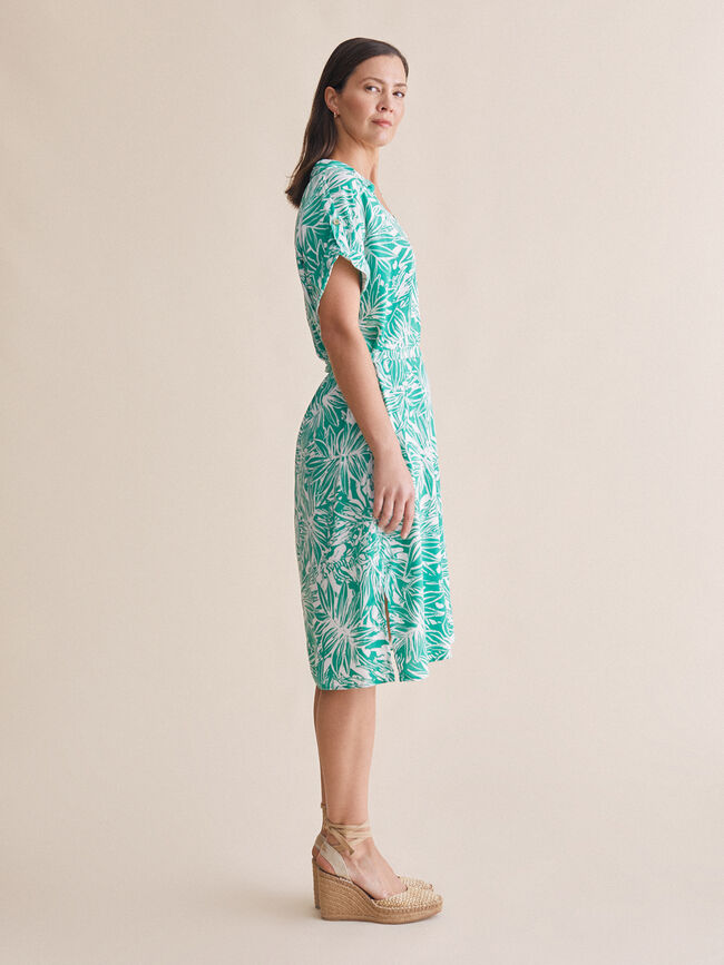 Vestido fluido estampado Verde Brillante