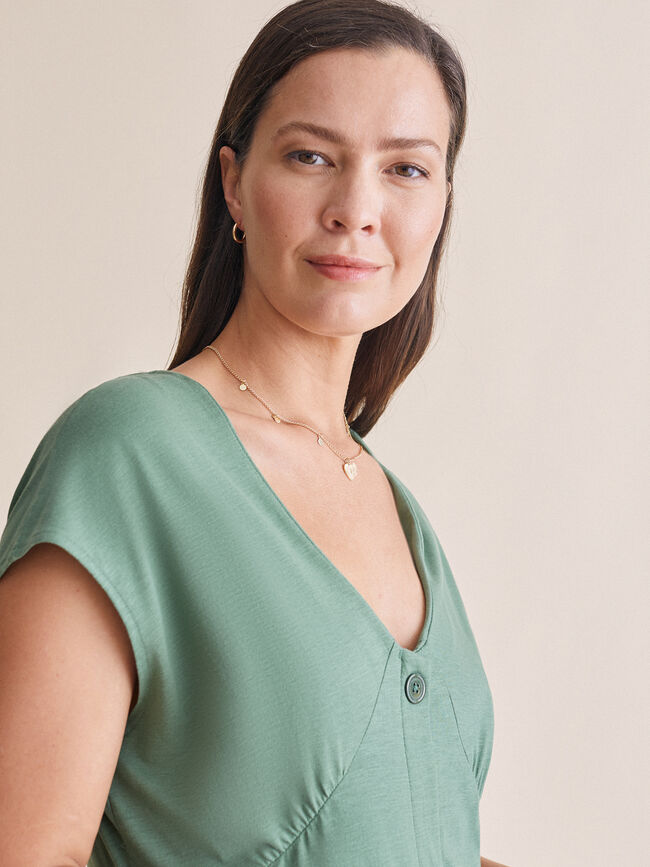 VESTIDO CON BOTONES CENTRALES Verde Viridian