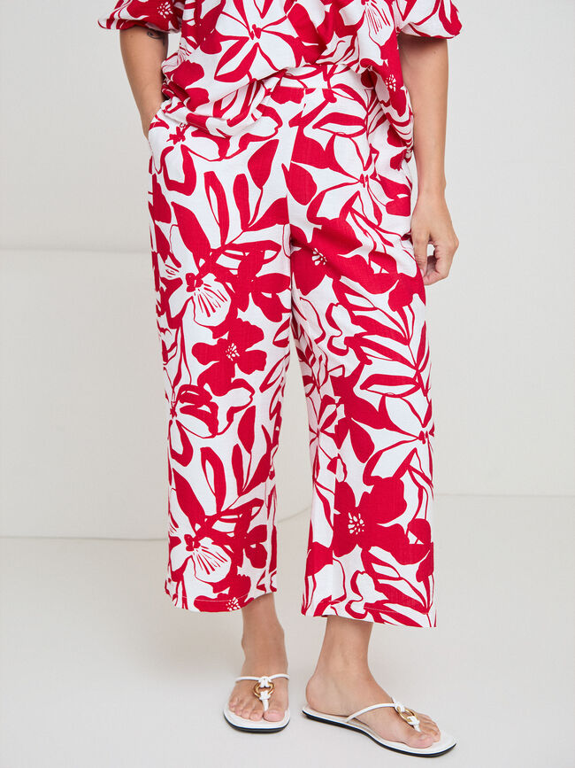 PANTALON RECTO ESTAMPADO Rojo