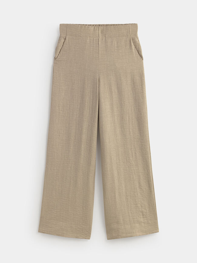 pantalon ancho Beige Tostado