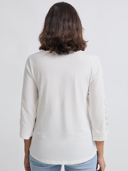 CAMISETA DETALLE MANGA BLANCO ROTO image number null
