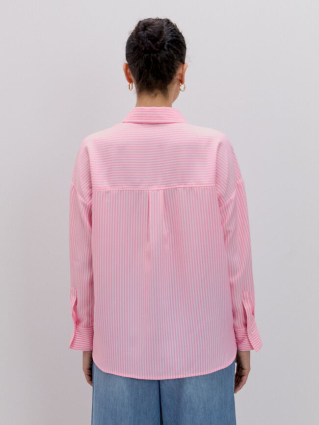 CAMISA RAYAS OVERSIZE Rosa Medio